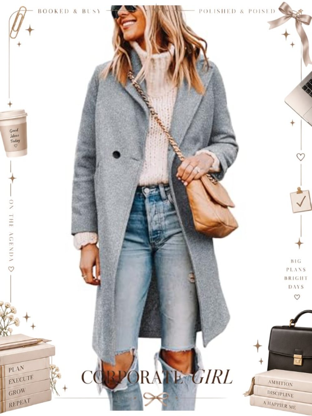 Wool Blend Notch Lapel Double Breasted Mid Long Pea Trench Coat